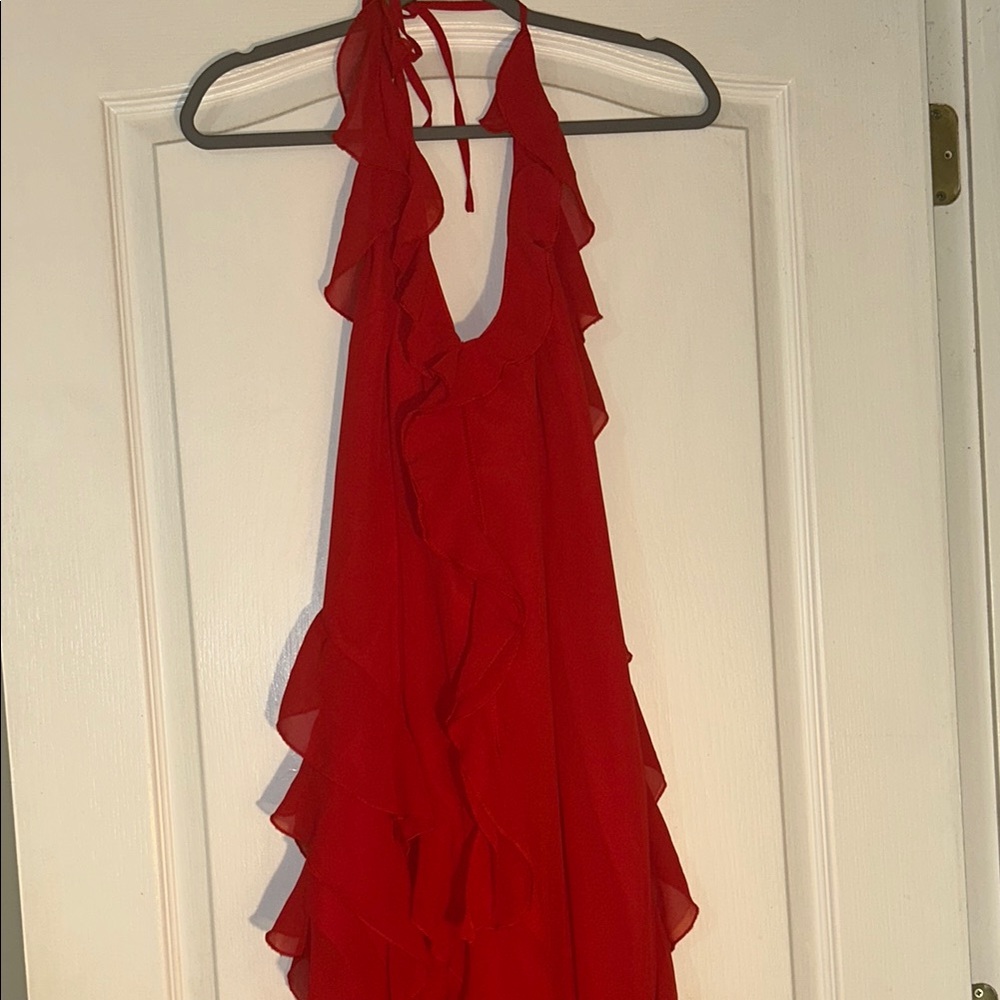 Elegant Red Halter Dress Pretty Little Thing NWT